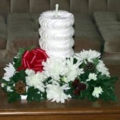 A decorative candle made from styrofoam.