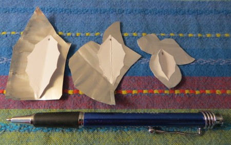 Aluminum Leaf Earrings - templates on pieces of aluminum