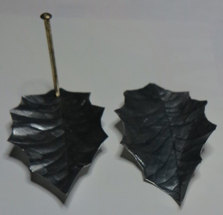 Aluminum Leaf Earrings - another view of leaves ready to punch