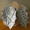 Aluminum Leaf Earrings - finished set on neutral background