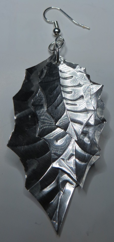 Aluminum Leaf Earrings - one finished earring