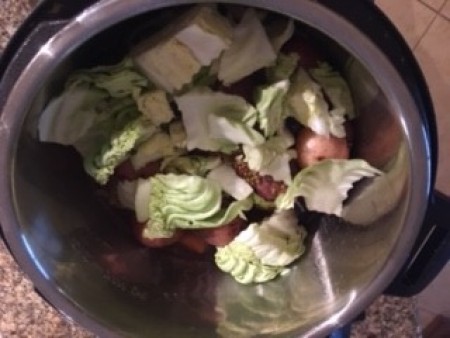 Corned beef and cabbage in an instant pot.