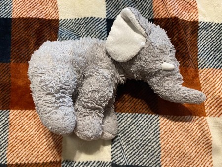 A stuffed elephant.