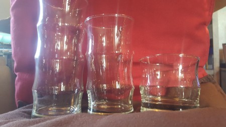 A collection of bamboo glasses.