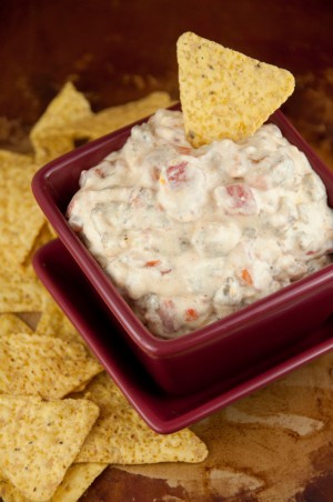 A dip with canned tomatoes and cream cheese.