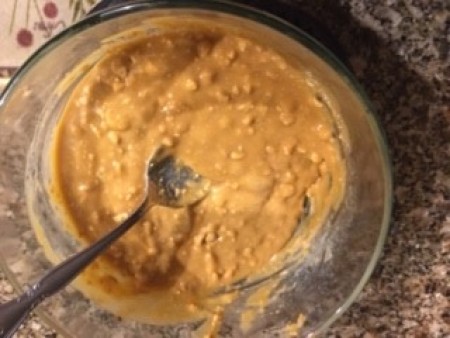 The butterscotch layer of the fudge.