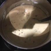 The completed clam chowder.