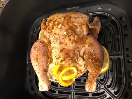 The game hen in an air fryer.