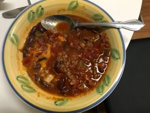 A bowl of bean chili.