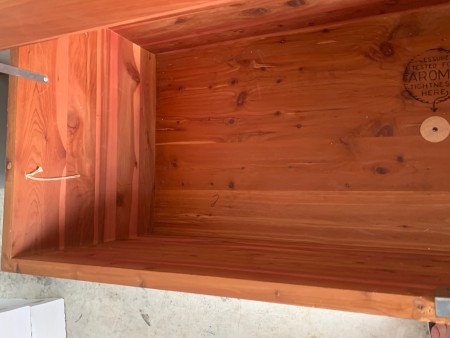 Inside of cedar chest.