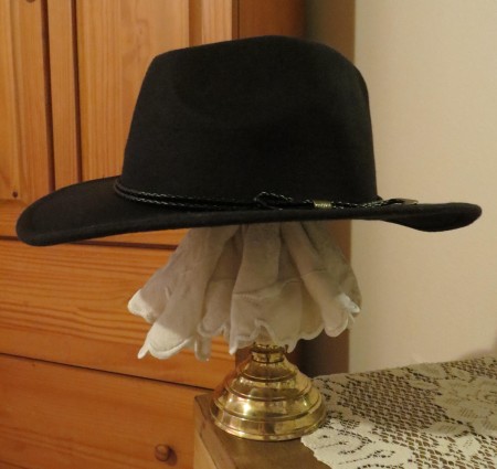 A hat on top of the DIY Hat Rack.