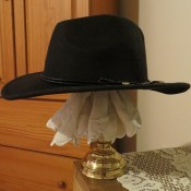 A hat on top of the DIY Hat Rack.