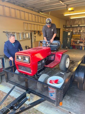 A red Daytona lawn tractor.