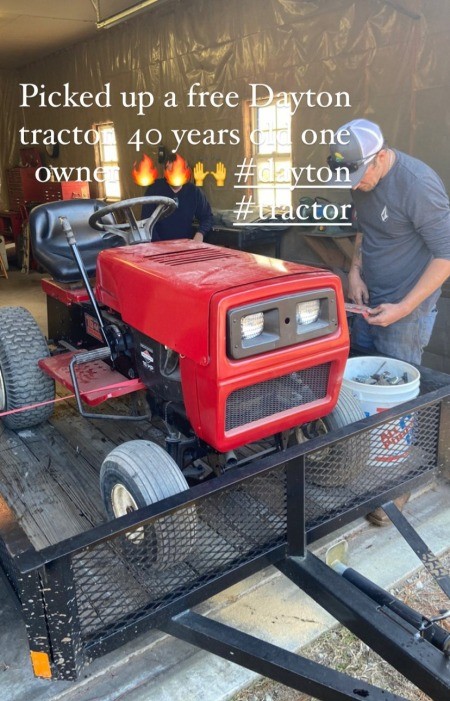 A red Daytona lawn tractor.