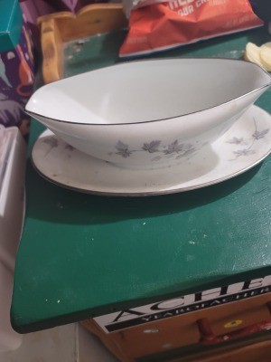 A china serving bowl.