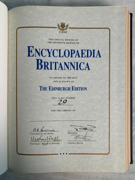 The title page of an Encyclopedia Britannica.