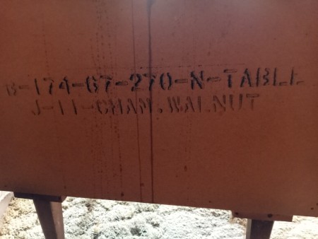 The markings on the back of furniture.
