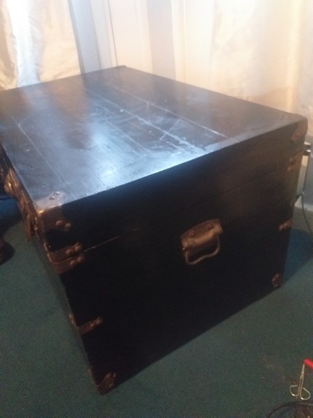 An old wooden trunk.