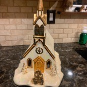 A decorative ceramic church.