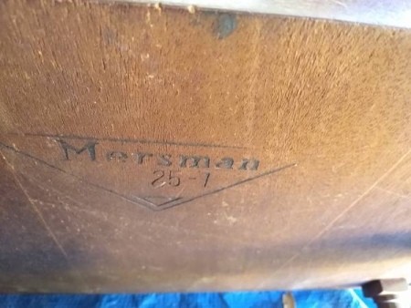 The marking on the bottom of a Mersman table.