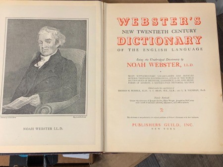 Title page of a Webster's dictionary.