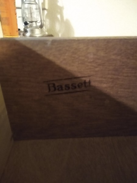 Bassett marking on the underside of  a dresser.