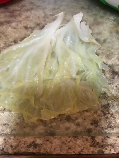 The cooked cabbage leaves.