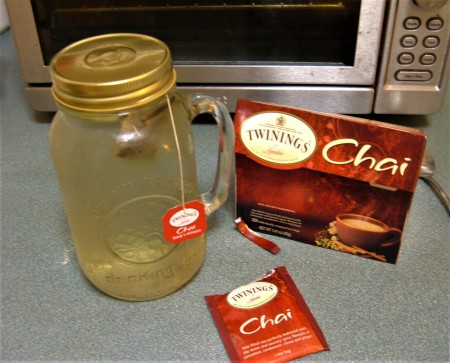 A tea bag added to a quart of water.