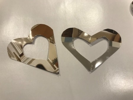 Yarn Heart Decoration - two heart shapes with the center heart shape also removed