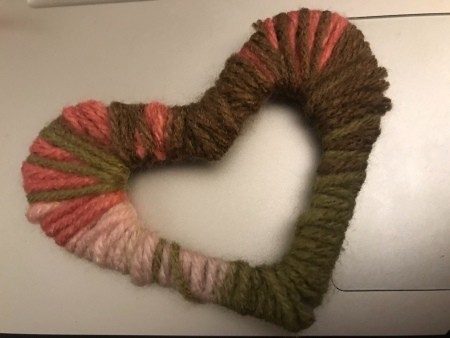 Yarn Heart Decoration - yarn wrapped wider heart