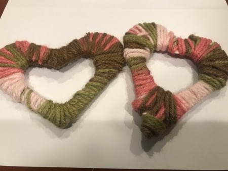 Yarn Heart Decoration - both hearts complete