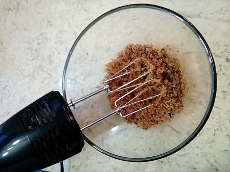 Brown sugar in a mixing bowl.