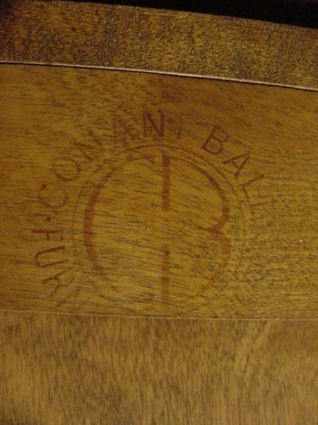 The Conant Ball marking on the bottom of a chair.