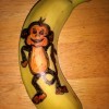 A monkey drawn on a banana.