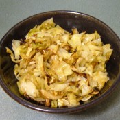 A bowl of roasted cabbage.