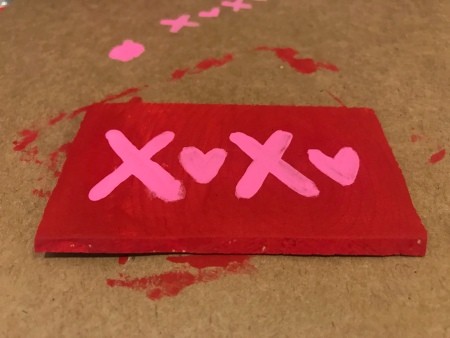 Cute Mini XOXO Wood Sign - message painted on in pink