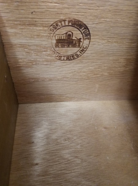 The Bassett seal inside a drawer.