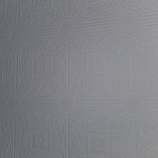 Patterned white ceiling paper in an ornate design.