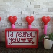 A Valentine's decoration made from recycled materials.