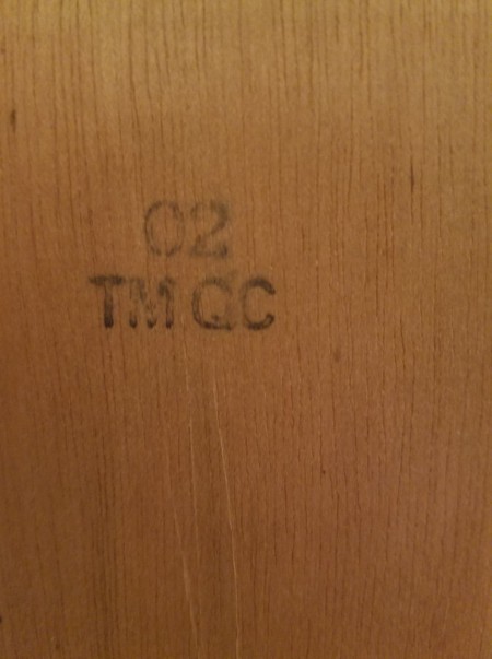 A marking on the back of the furniture.
