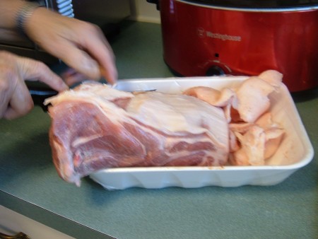 A pork roast, ready for cooking.
