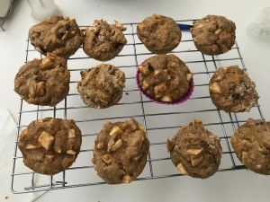 Muffins on a cooling rack.