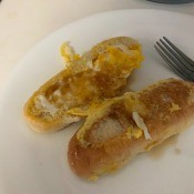 A hot dog bun made into French toast.