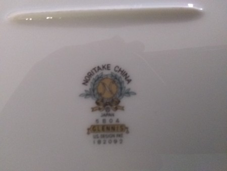 The marking on the back of a Noritake platter.