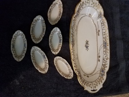 A hand painted serving set from Japan.