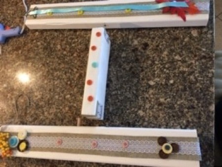 Decorating the pieces of wood.