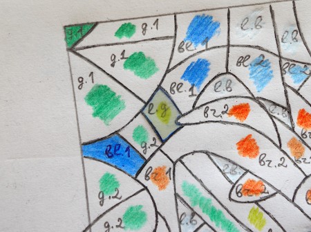 Coloring the individual spaces.