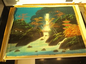 A Japanese painting done on silk.