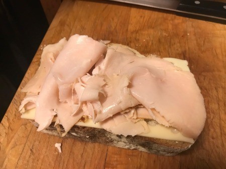 Assembling the sandwich.