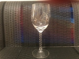 Glassware with a spiral twisted stem.